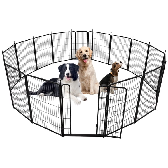 Small Animal Playpen Metal - 16-Panel 42.6ft Portable Exercise Fence (27x40in Panels) for Rabbits/Guinea Pigs, Indoor/Outdoor Use
