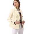 thumbnail image 2 of INSPIRE CHIC Women's Winter Worsted Notched Lapel Double Breasted Short Peacoat, 2 of 7