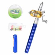 Portable Telescopic Mini Fishing Pole Set Pocket Pen Shape Folded Fishing Rods Kit with Reel