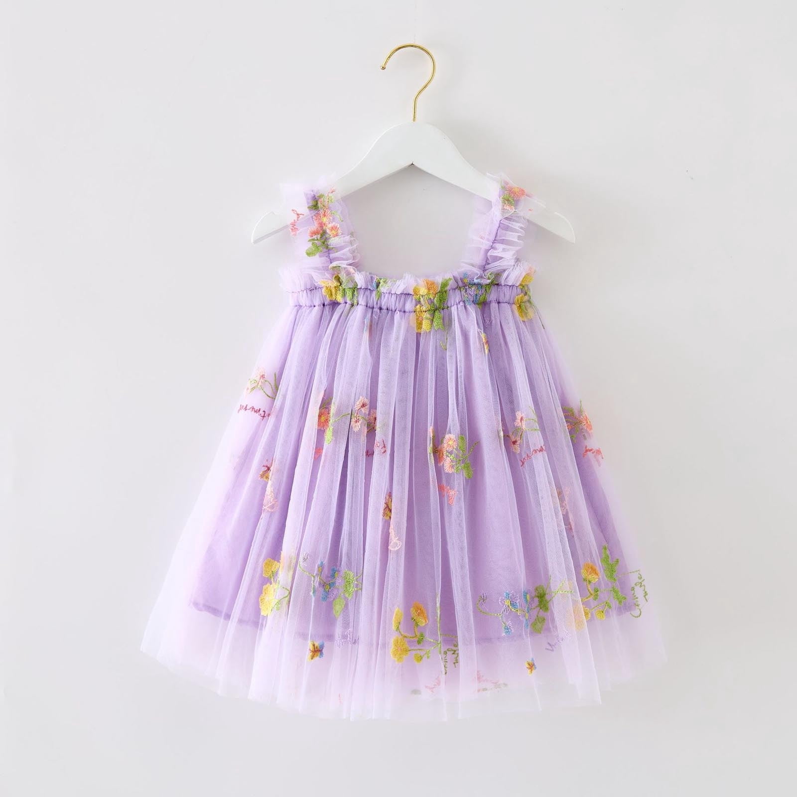 Robes d'Été pour Filles Sans Manches Tutu pour Filles Jolies Robes Robe en Tulle Tout-Petit 3-4 Ans