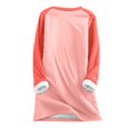 thumbnail image 4 of Chandail en Molleton Doublé Sherpa en Polaire pour Femmes, Chandail Chaud d'Hiver, Col Rond, Automne, Tunique de Détente, Rouge Melon D\'eau 2TG, 4 of 6