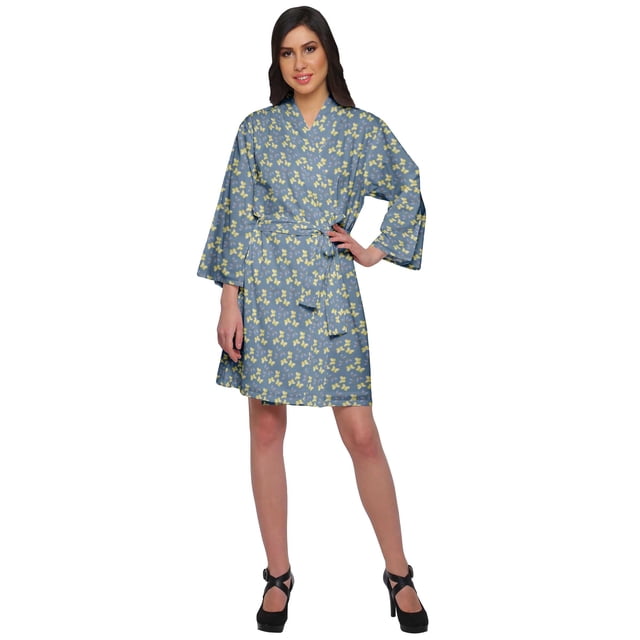 Moomaya Printed Kimono Robe For Girls Crossover Bathrobe Kimono Women Bathrobe