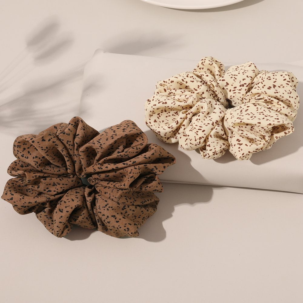 2pcs Brown Patterned Women\'s Hair Scrunchie Set Amazon.com : Cabaubl 4Pcs Silk Satin Hair Ties, Oversized  main image 3