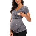 thumbnail image 1 of Vêtements de Grossesse Offres de l'Action de Grâce Liquidation Été Vêtements de Maternité pour Femmes Col Rond Manches Courtes Volants Pli Hauts de Grossesse, 1 of 5