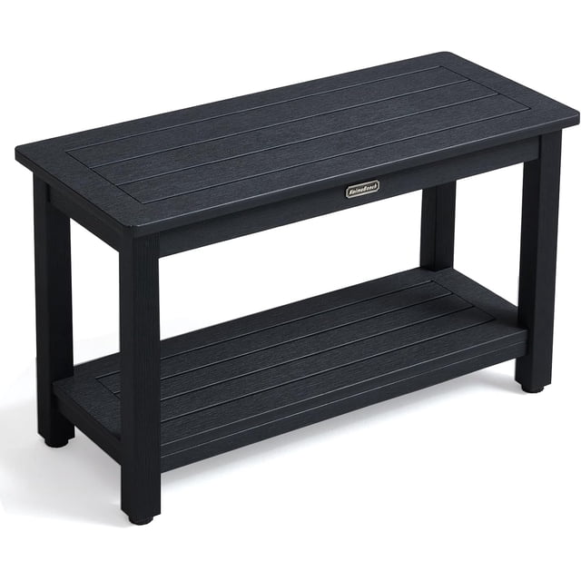 Shower Bench Seat for Inside Shower Poly Lumber Shower Stool for Shaving Legs Bathroom Shower Foot Rest with Storage Shelf Plastic Shower Chair Seat for with Adjustable Feet