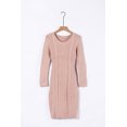 thumbnail image 1 of POGLIP Robe Chandail en Tricot à Col Rond Moulante Chaude à Manches Longues Décontractée d'Hiver Unie Rose pour Femmes, 1 of 6