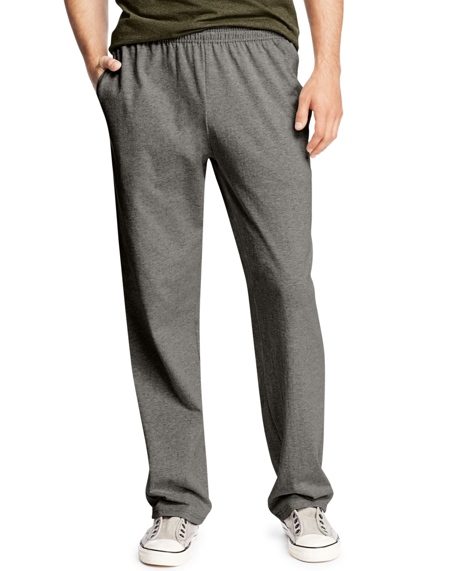 Hanes Mens X-Temp Jersey Pocket Pant, L, Charcoal Heather