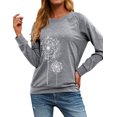 thumbnail image 4 of ZXZY Women Dandelion Graphic Print Round Neck Long Sleeve Pullover, 4 of 7