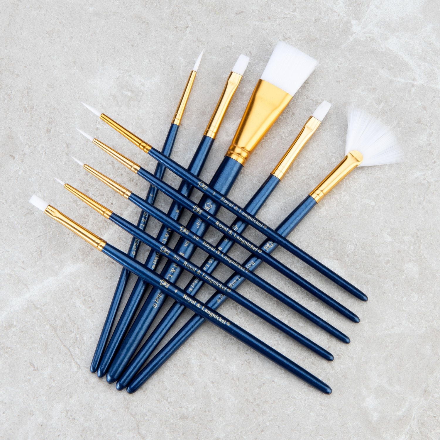 Royal & Langnickel - 10pc Blue Zip N' Close White Taklon Artist Paint Brush Set