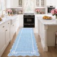 thumbnail image 3 of GlowSol 2'x6' Scalloped Bow Border Area Rug, Modern Solid Washable Rug with Non Slip TPR Backing, Stain Resistant Low Pile Indoor Carpet Mat for Bedroom Hallway Nursery Decor, Blue, 3 of 8