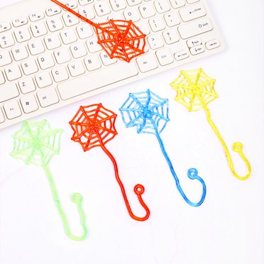 Lubelski 10Pcs Stretchy Sticky Toys Soft TPR Stretchable Colorful Spider Web Wall Climbing Toy Stress Relief Fidget Toys Squishes Stretchy Sticky Wall Decompression Toy Children Gift