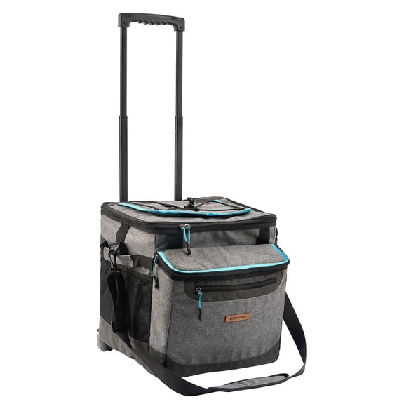 Ozark Trail 50 Can Wheeled Cooler, Easy Access Top Lid , Food Safe, Adustable Handle, Capacity 17.4Qt or 50 Cans.