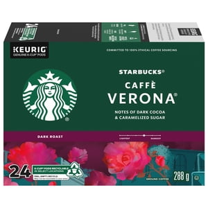 STARBUCKS Caffé Verona Boîte de café K-Cup au sol de rôti foncé
