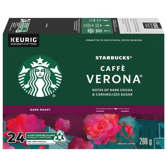 STARBUCKS Caffé Verona Dark Roast Ground Coffee K-Cup Pods Box