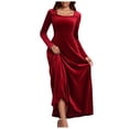 thumbnail image 2 of Gspmoly Robes d'Été pour Femmes, Robe Longue en Velours à Manches Longues et Col en V pour Femmes, Robe en Velours au Style Ajusté, Robe Formelle, Robes Formelles pour Femmes en Liquidation, 2 of 4