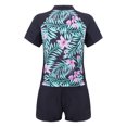 thumbnail image 2 of Kaerm Girls Swimsuit UPF 50+ UV Sun Protection 2 Piece Short Sleeve Swimwear Rash Guard Sets Summer Lily Pink 10, 2 of 7