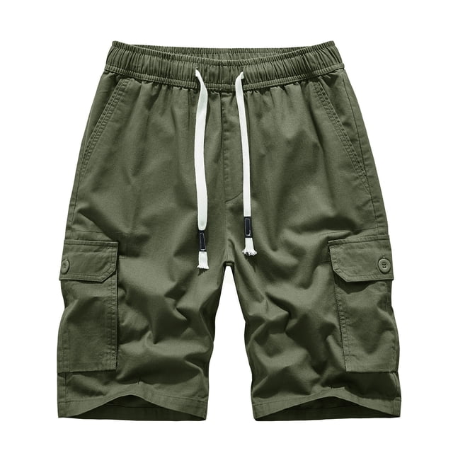 fartey Men's Plus Size Camo Shorts Multi Pockets Loose Fit Cargo Short Elastic Waist Drawstring Outdoors Pants, Regular Big S-5XL