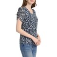 thumbnail image 4 of Unique Bargains Blouse Florale pour Femmes V Cou Détendre Hauts à Manches Courtes, 4 of 6