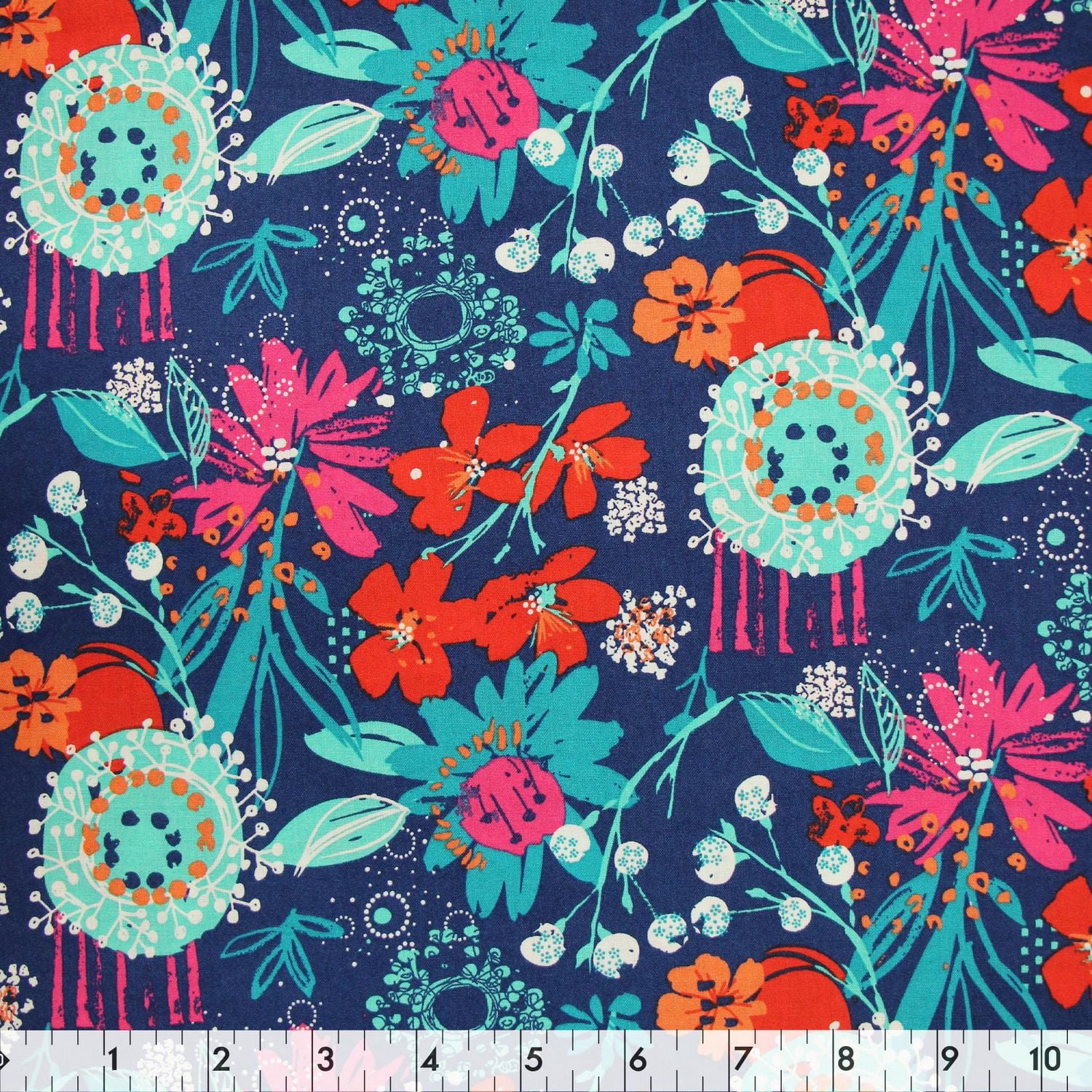 FABRIC CREATIONS coton au mètre, bleu Blooms imprimé, 109 cm (43 po) large