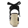 thumbnail image 2 of BLISSFUL STEP Chaussures pour Femmes Sandales Espadrilles à Talon Compensé Haut Bout Rond Noir 7,5, 2 of 8