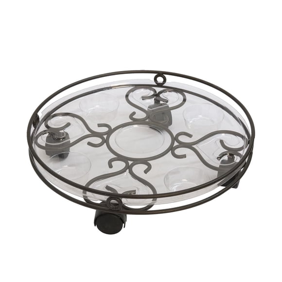 Cameo Round Steel Plant Caddy with 4 Wheels for Indoor Outdoor Use