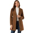 thumbnail image 1 of INSPIRE CHIC Manteau Caban Long à Simple Boutonnage pour Femme, Mignon, Col Rabattu, Ceinturé, Brun, TG, 1 of 6