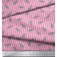thumbnail image 2 of Soimoi Pink Modal Satin Fabric Stripe & Wild Animal Decor Fabric Printed BTY 42 Inch Wide, 2 of 3