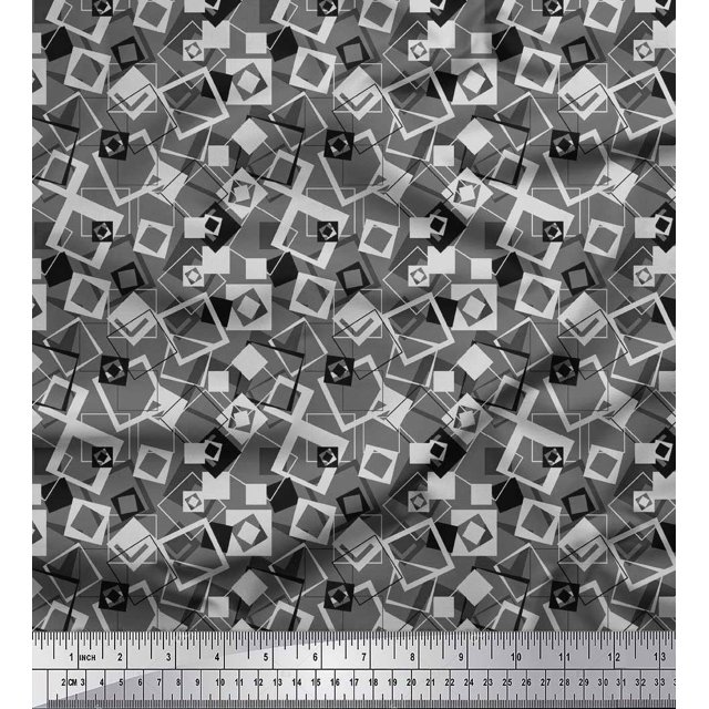 Soimoi Tissu en Rayonne Carré Imprimé Géométrique 1 Yard 56 Pouces de Large