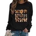 thumbnail image 2 of QATAINLAV Chandail contre le Cancer du Sein pour Femmes Chandails à Manches Longues Tendance Imprimé Ruban Rose Col Rond Chandails 2025 Automne Hauts de Sortie Économies d'Été Noir TTG, 2 of 5