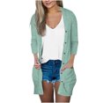 thumbnail image 1 of Womens Soft Button Down Cardigan Long Sleeve Light Weight Shirts Jacket Comfy Loose Fall Lounge Wear Tops Green, S, 1 of 7