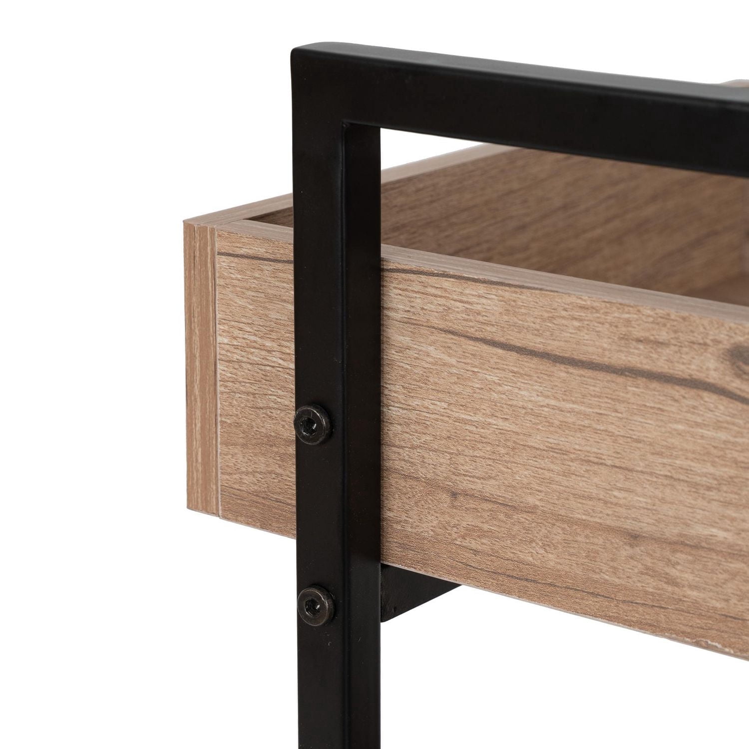Better Homes & Gardens 3-Tier bois et acier rouler chariot utilitaire; Cadre en métal Durable; Chêne naturel et finition métal noir