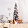 thumbnail image 3 of Costway 7.5Ft Unlit Hinged Snow Flocked Artificial Pencil Christmas Tree w/ 641 Tips, 3 of 10