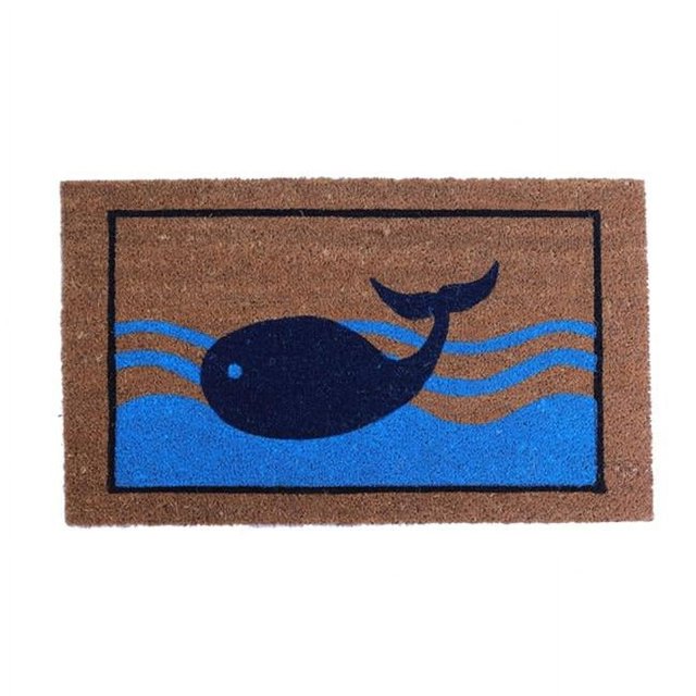 Imports Decor 563PVC Tapis en Fibre de Coco Baleine Bleue