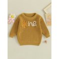 thumbnail image 2 of Faithtur Girl Baby Autumn Sweater, Flower Letter Pattern Long Sleeve Round Neck Knitwear Pullover, 2 of 9