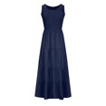 thumbnail image 5 of Penkiiy Robe Maxi d'Été Décontractée pour Femme, Fluide, à Volants, Bohème, Longue, TG, Bleu Marine, 5 of 5