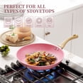 thumbnail image 3 of Innerwell 11 Inch Pink Nonstick Frying Pan Skillet Bakelite Handle Saute Granite Cookware Fits Various Stoves, 3 of 6
