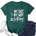 thumbnail image 4 of LUOGENLI T-shirts pour Femme pour Femmes Dames Mode Décontractée à Lettres Imprimées Col Rond T-Shirt à Manches Courtes Haut T-shirts pour Femmes T-shirts Graphiques T-shirts Pêche Saint-Valentin Vert Foncé TTG, 4 of 4