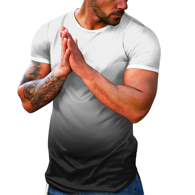 BOBOGOJP T-Shirts Graphiques pour Hommes Extensibles à Manches Courtes Col Ras du Cou T-Shirt (Kaki,3TG)