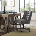 thumbnail image 4 of Linon Dixie Chaise de Bureau Pivotante Capitonnée Rembourrée à Base en Bois Gris Délavé, 4 of 12
