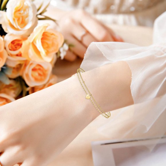 SIfdSeng Peach Heart 26 Letters Bracelet Summer Beach Love Letter Charm Bracelet Couple Friendship Bracelet Bracelet Stack for Women Silver Moissanite Bracelets for Women Bow Bracelet