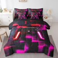thumbnail image 1 of YST Girls Gamer Comforter Set, Modern Neon Grid Bedding Set, 7-Piece, King, Gaming Video Game Theme, 1 of 4