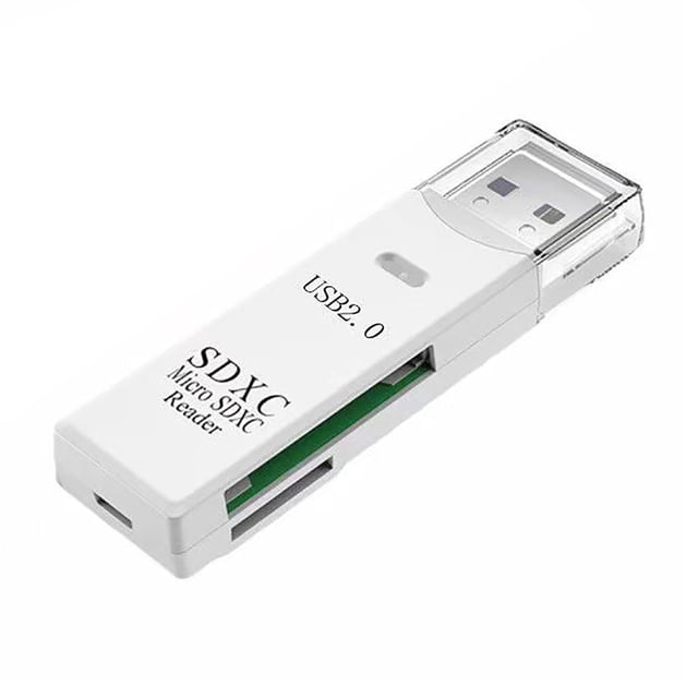yeacher High-Speed Dual-Port USB 3.0/2.0 SD & TF Card Reader - Compact, Plug-and-Play, Elegant White Design for Windows & Mac