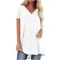 thumbnail image 3 of Pompotops Femmes Été Solide V Cou en Vrac Manches Courtes Tops T-shirt Blouse, 3 of 6