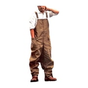 Unatoiry Hommes S Vintage Travail Dungarees Durable et confortable Mode Hommes Jeans Pour le travail Polyester polyvalent Brown L