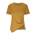 thumbnail image 3 of T-shirt Décontracté pour Femmes à Manches Courtes, Couleur Unie, Col Ras du Cou, Basique, Chandail, 3 of 6