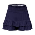 thumbnail image 4 of Timegard Wide Leg Shorts for Women Elastic Waisted Smocked Ruffle Bottom Flowy Lounge Shorts Beach Wear, 4 of 5