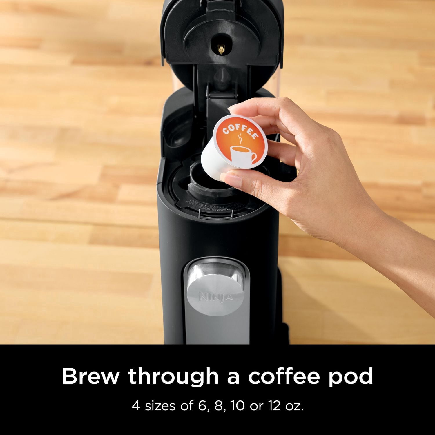 Ninja PB040C Pods & Grounds Coffee Maker, K-Cup Pod Compatible, 6-oz. to 24-oz. Sizes, Iced Coffee Maker, Black