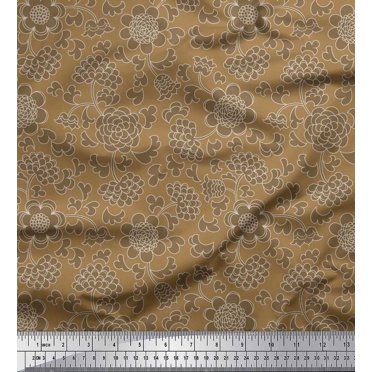 Soimoi polyester Crepe Fabric Flower Artistic Printed Fabric 1 Yard 52 Inch Wide