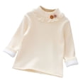 thumbnail image 1 of AWZXDE Girls Long Sleeve Shirts Solid Color Slim Fit Base Layer With Tie Casual Cardigan Style Top For Autumn, 1 of 3