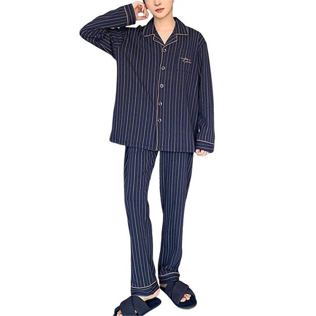 Men's Soft Comfortable Long Sleeve Pajama Set Breathable Loungewear for Relaxation and Sleep
